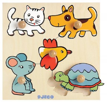 Puzzle en bois des animaux domestiques (agrandir l'image ; nouvelle fenêtre).