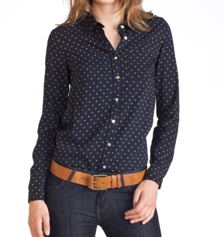 photo : chemisier fluide imprime bleu a pois