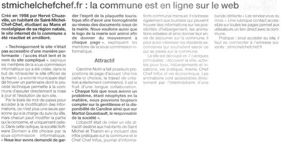 Article sur le site de la commune de Saint-Michel-Chef-Chef (nouvelle fenêtre)